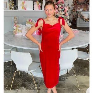 Red midi dress perfect for holiday events. New with tags